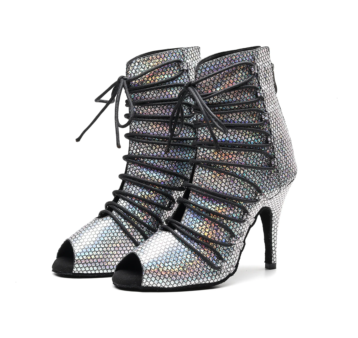 

Wedding Jazz Salsa Ballroom Latin Dance Shoes For Dancing Women Newmen Waltz Latina Stylish High Heel Flock Footwear Boots