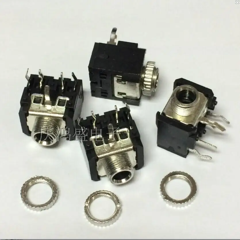 Five Leg Dual Channel 3 5 Audio Socket Stereo Headphones Jack Audio Socket Nut Pj3006m