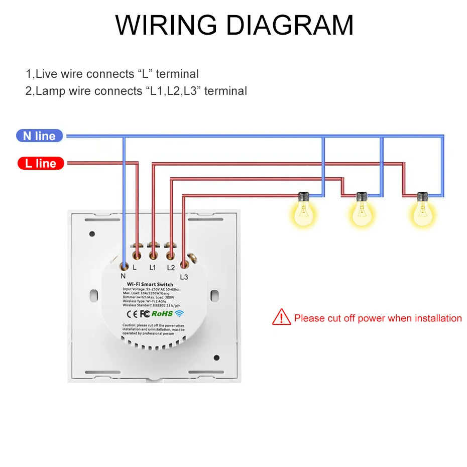  WiFi Smart Light Switch Glass Panel Touch Switch Compatible with Alexa Google Home Smart Wall Switc - 4000160375733