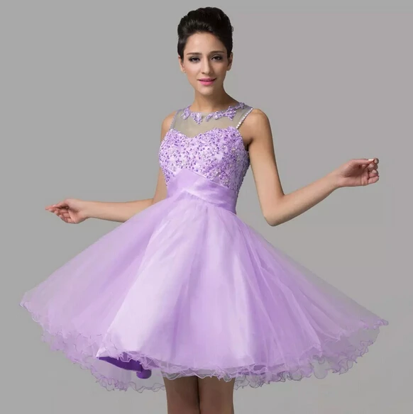 Light Purple Пять цветов модное короткое коктейльное платье без рукавов с открытой спиной для девочек YY97 - Цвет: Light Purple