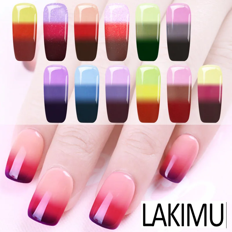 

Lakimu 7ml Temperature Change Color UV Gel Nail Polish Soak Off LED Nail Gel Lacquer Semi Permanent Gel Varnishes Nail Art