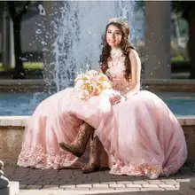 Длинное бальное платье Бальные платья 3D цветы сладкий 16 лет для 15 лет день рождения платья Vestido De 15 Anos