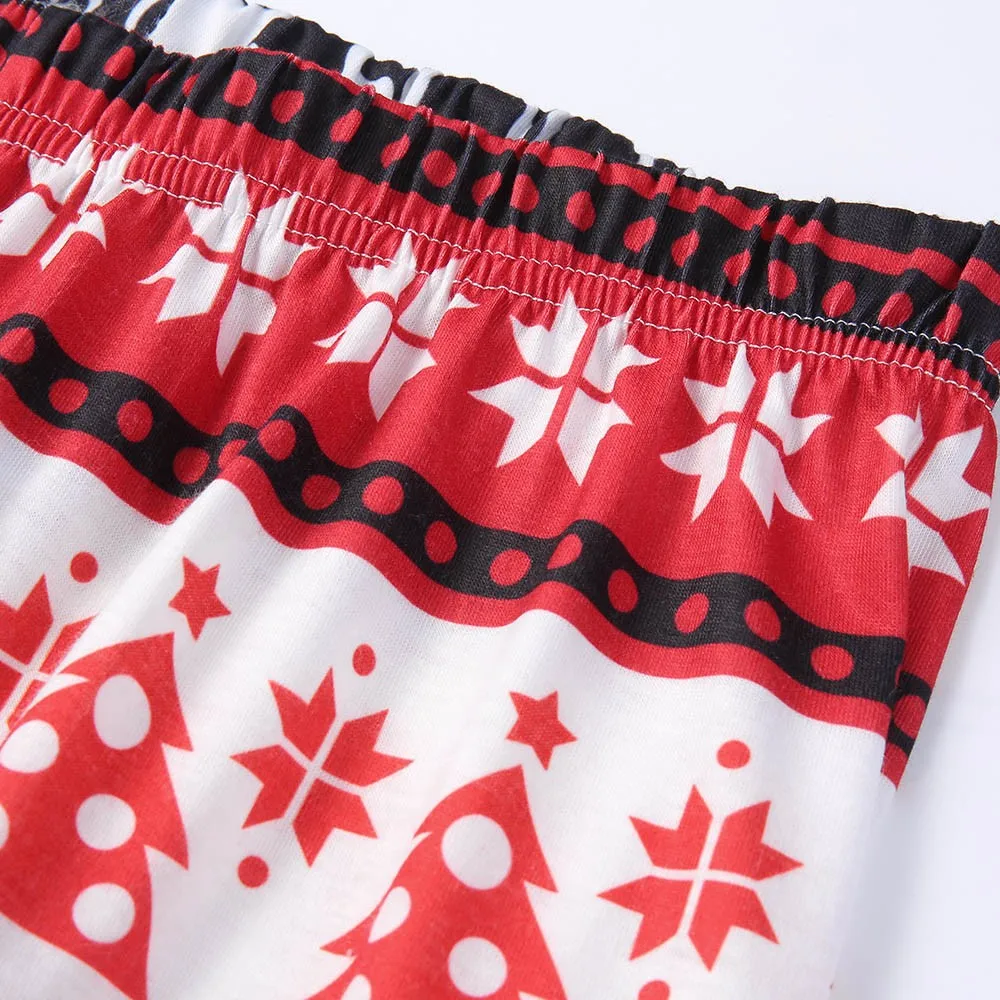 2PCS Family Christmas Pajamas Suit For Lady Mom Pajamas Cartoon Deer Print Top+Pants Happy Family Clothes Sleepwears