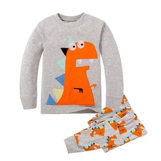 Хлопковый детский пижамный комплект для мальчиков и девочек, пижама с длинными рукавами для маленьких девочек, одежда для сна, детская одежда, пижамы для малышей 2-7 лет - Цвет: Бежевый