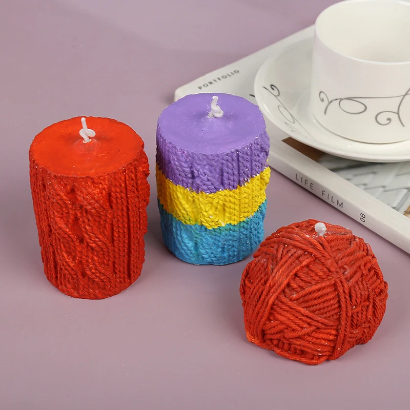 

3D Column Candle Silicone Mold DIY Cake Baking Mould Yarn Ball Candle Gypsum Clay Making DIY Cake Chocolate Decor Bakery Tools