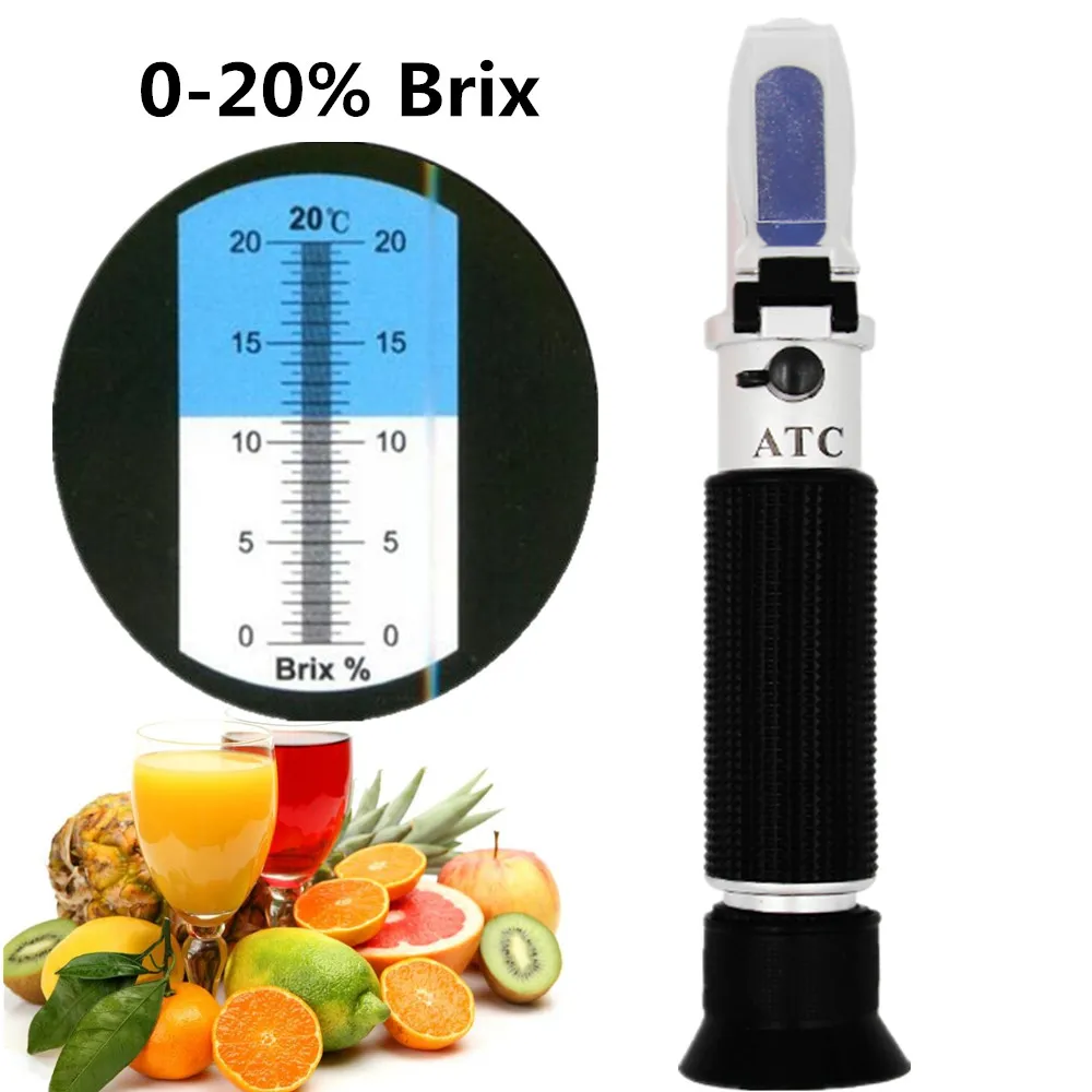 0 20 Handheld Honey Fruit Sugar Solution Brix Refractometer Juice