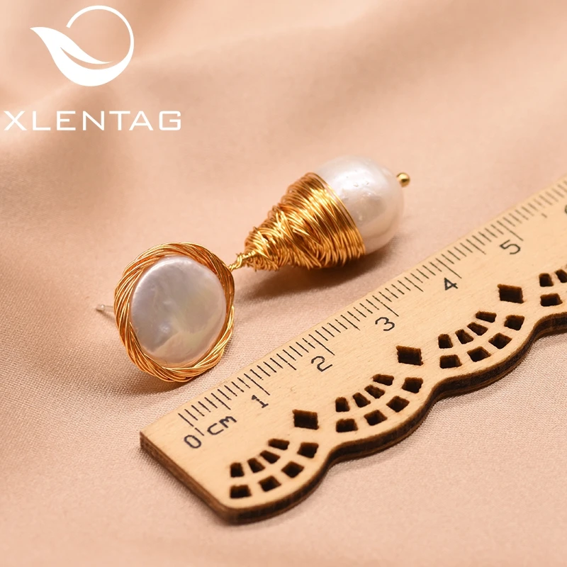 XlentAg натуральный бароку жемчуг для женщин дизайн ручной работы бохо серьги-подвески Роскошные ювелирные изделия Букле D'oreille GE0636