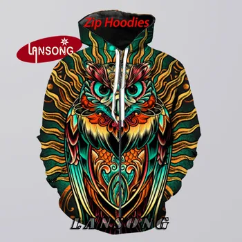 

hoodies 3d print psychedelic owl men funny harajuku sweashirts/pants suit jacket men short home clothes men hip hop streetwears