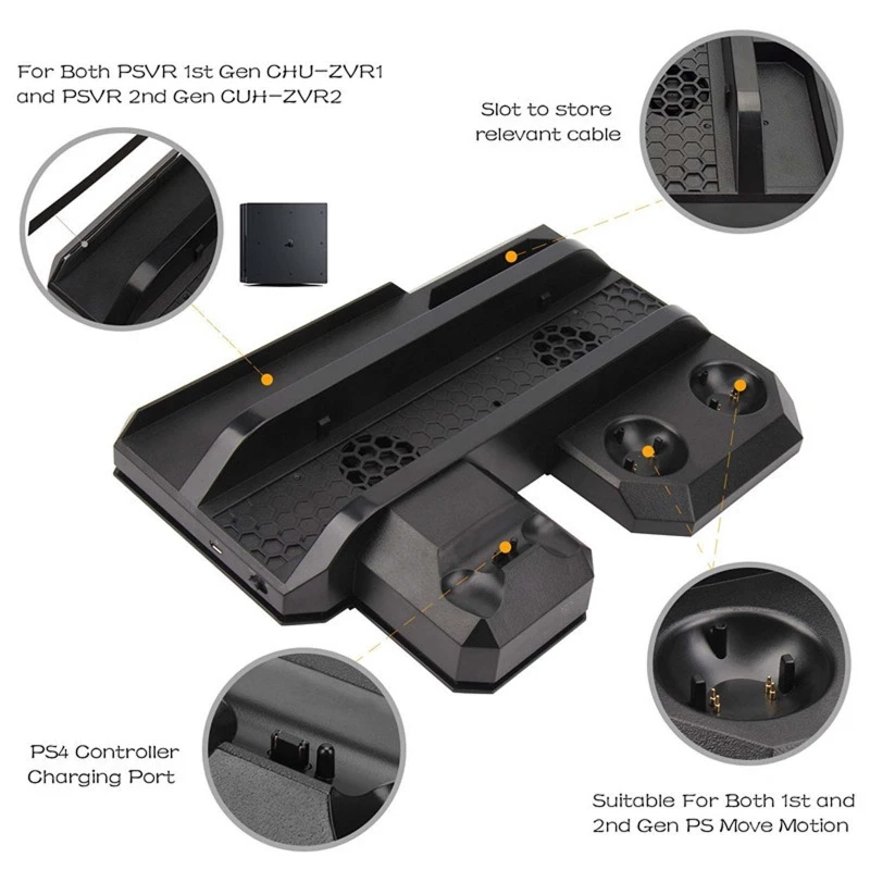 Multifunctional Vertical Console Cooling Stand PS4 Pro/PS4 Slim/PS4 PS Move Controller Charger Station VR Showcase Holder | Электроника