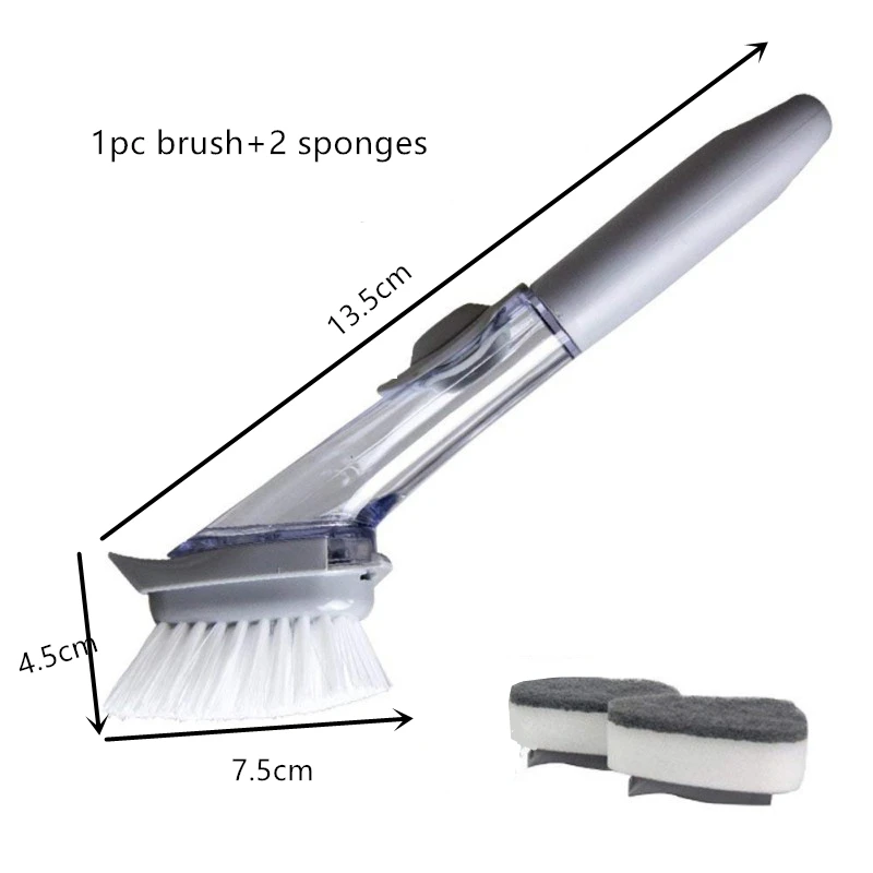 

Cleaning Brush Scrubber Washing Dish Bowl With Refill Liquid Soap Dispenser dish sponge Pot Cleaner Hydraulic Type Cleaning Tool
