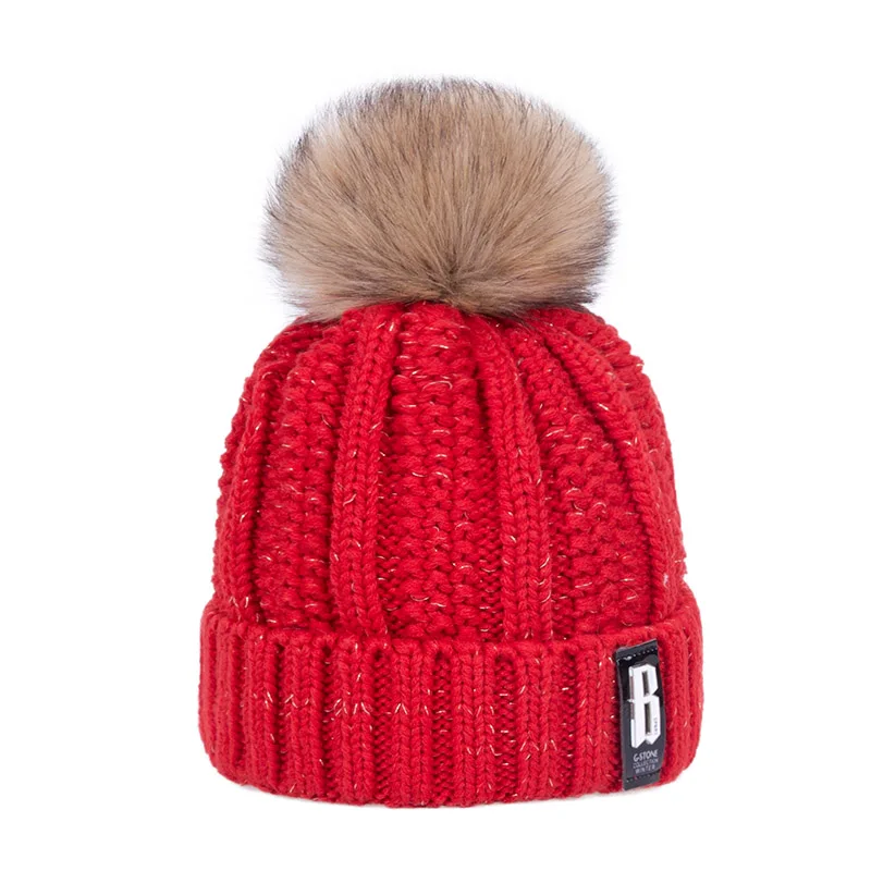 Red hat Новинка, вязаная зимняя шапка, шарф, набор, для женщин, толстая хлопковая шапка и шарф-кольцо, женские вязаные зимние аксессуары, подарок для девочек - Цвет: Red hat
