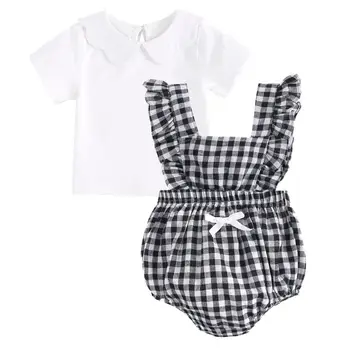 

Owligbaby 2020 Baby Sets Plaid Romper and T Shirt Infant Clothes Summer