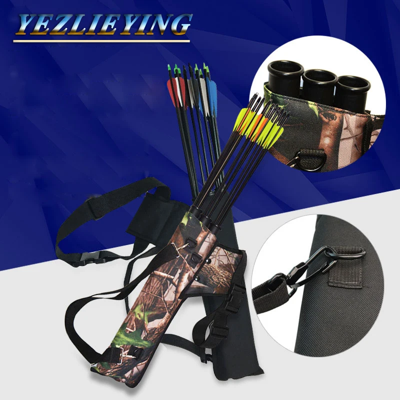 Hunting Archery Arrow Holder 4 Tube Bag Back Side Waist Quiver Camo Black BU