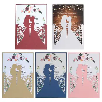 

20pcs/set Bride Groom Wedding Invitations Blank Greeting Card Invite Envelopes Bridal Shower Engagement Party Supplies