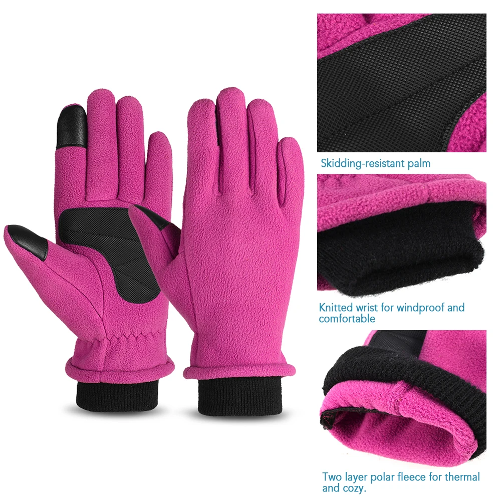 Перчатки для велоспорта, зимние теплые велосипедные перчатки, перчатки для сенсорного экрана на весь палец, ветрозащитные для кемпинга, пеших прогулок, мотоцикла