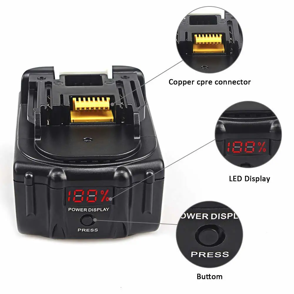 Tanie Waitley akumulator litowo jonowy bateria do narzędzi makita 18V 6000mAh 6.0Ah elektronarzędzia z LED wymiana LXT BL1860B BL1860 BL1850 6A