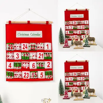 

New Christmas Advent Calendar Pockets Hanging Decoration Xmas Gifts UK