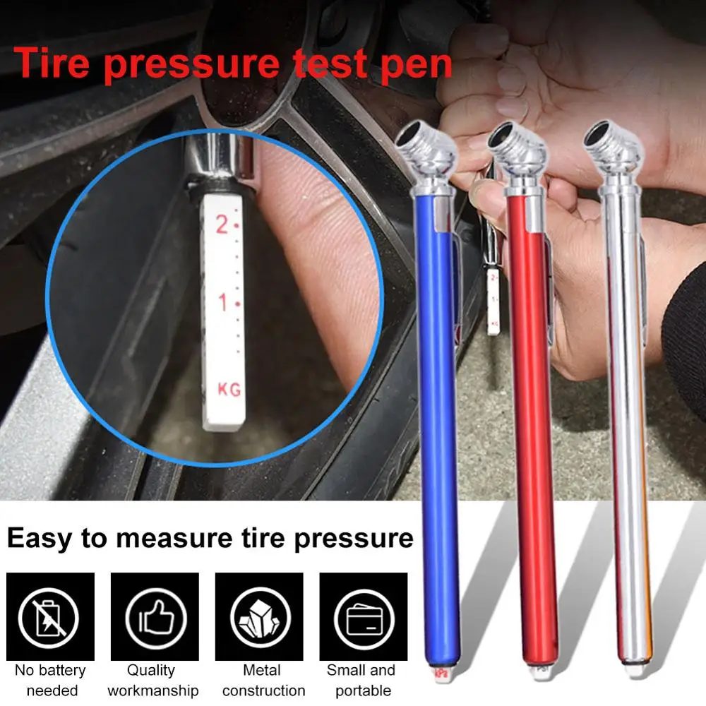 

Portable Tire Presure Guage Pen Car Moto Tyre Tire Pressure Measure Gauge Pen Lightweight 50-350KPA RSI Alloy Pen Tire Gauge