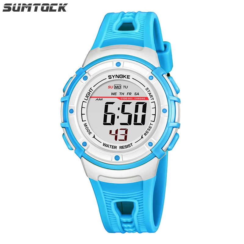 

SUMTOCK Children's Watches Kids Led Digital Sport Silicone Strap With Luminous Timer Alarm Clock Children Watch Gift Wristwatch