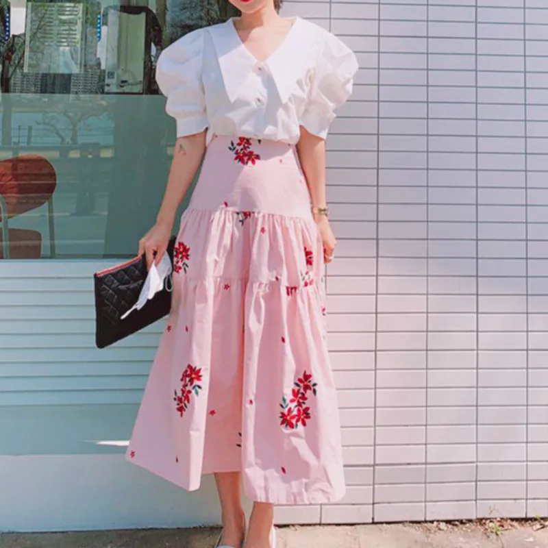 pink and white two piece set