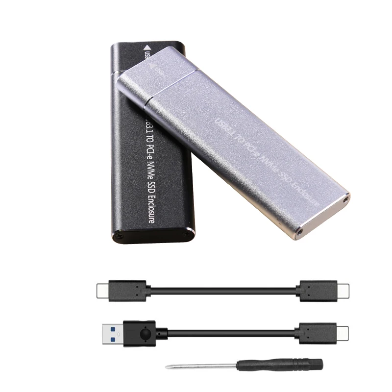 

USB 3.1 to M.2 NVME PCIe SSD Enclosure, NVME M-Key to Type C Adapter Case For nvme SSD, USB3.1 to M.2 NGFF SATA SSD case box