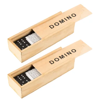 

2 Sets Wooden Domino Blocks Set Stacking Toy Blocks Domino Board Games Playing Game Science Teaching Domino Toys Table Game