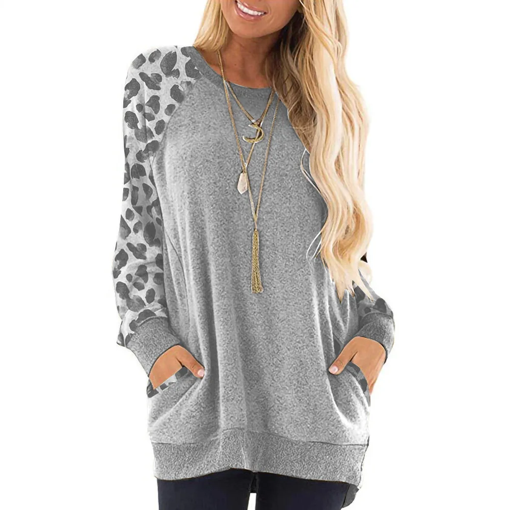 

Forefair Casual Leopard Women Winter Plus Size Lantern Sleeve O Neck Loose Oversize Knitted Jumper