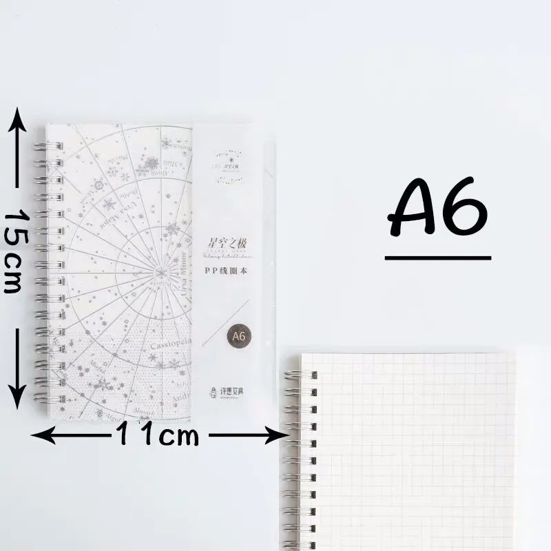 Sliver A6 Grid Новое поступление A5 A6 B5 Kawaii звездное небо двойная спираль блокнот планировщик линия Сетка точка пустой рисунок Sketchbook канцелярские принадлежности - Цвет: Sliver A6 Grid