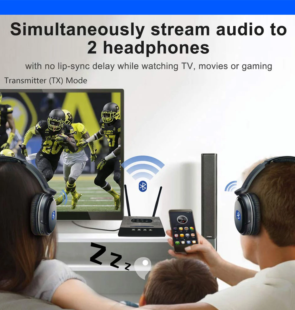 New Arrival Bluetooth 5.0 Transmitter Receiver NFC Audio Adapter APTx-HD LL Optical 3.5mm RCA AUX for TV/Home Stereo Headphone