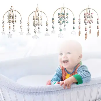 

Baby Wool Balls Wooden Beads Mobile Rattles Bed Bell Wind Chimes Toys Kids Children Room Hanging Decoration