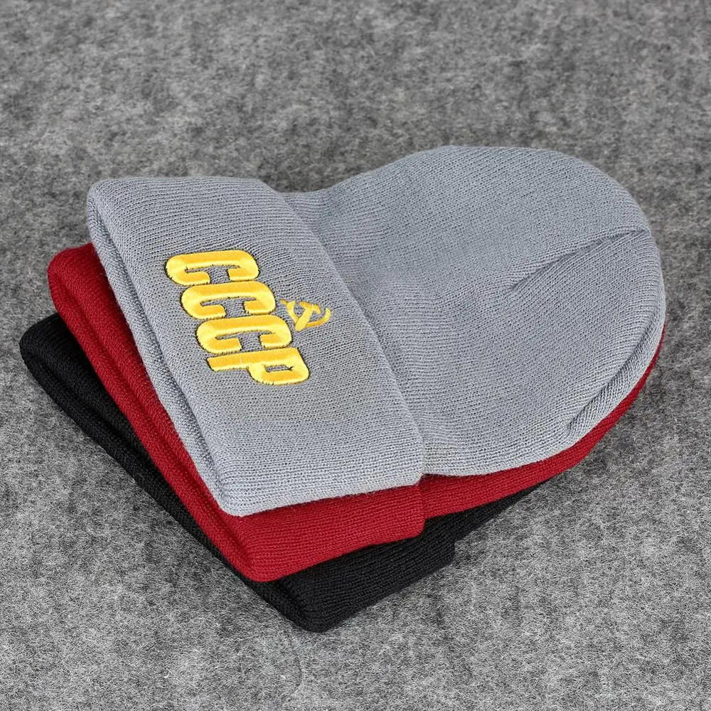 Pompom CCCP Beanies для мужчин и женщин, теплые вязаные зимние шапки, модная однотонная шапочка в стиле хип-хоп, шапки унисекс, вязаные крючком