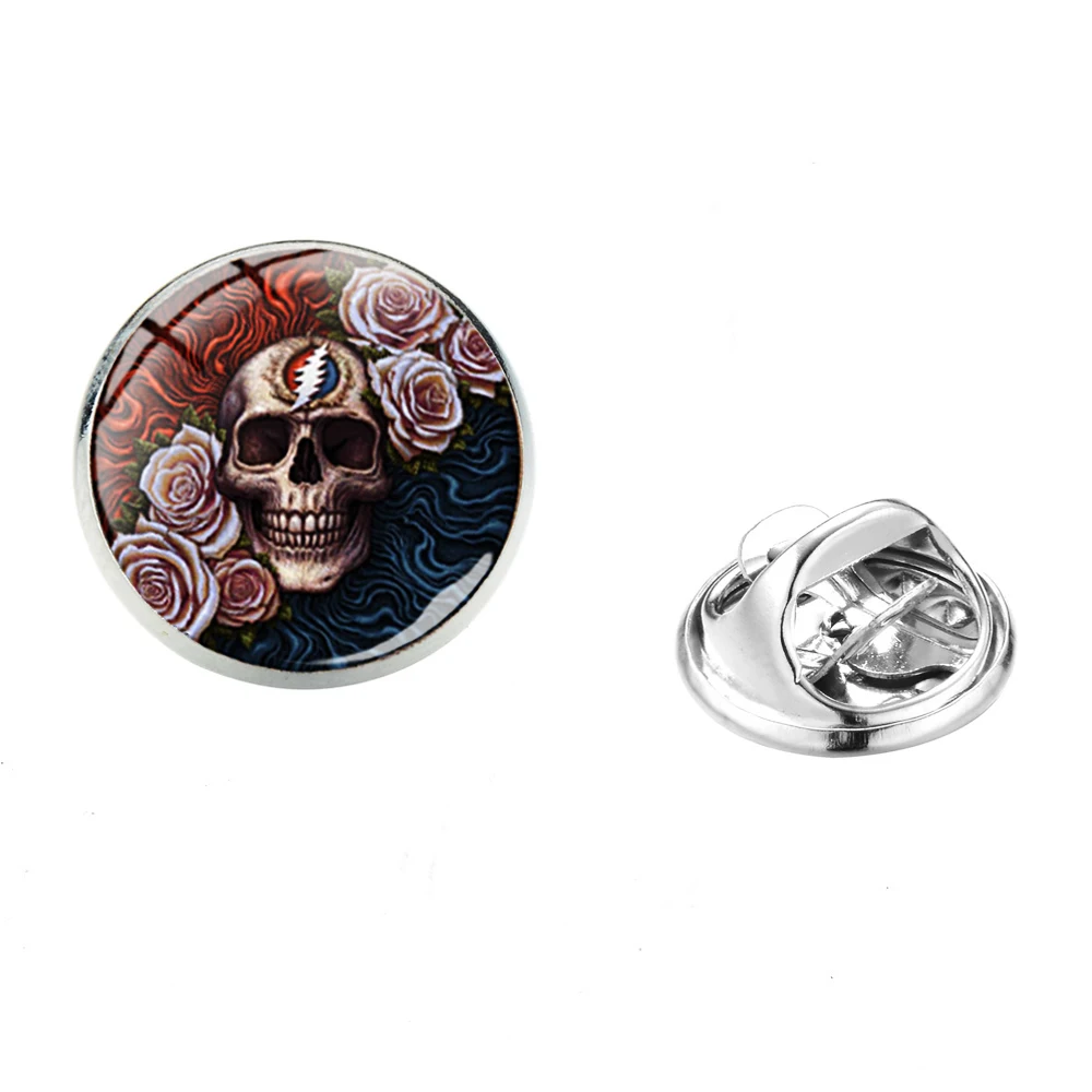 SIAN Rock Band, нержавеющая сталь, высококачественные броши, популярный логотип Grateful Dead, стеклянный воротник с драгоценными камнями, булавка, трендовые готические ювелирные изделия - Окраска металла: Style 8