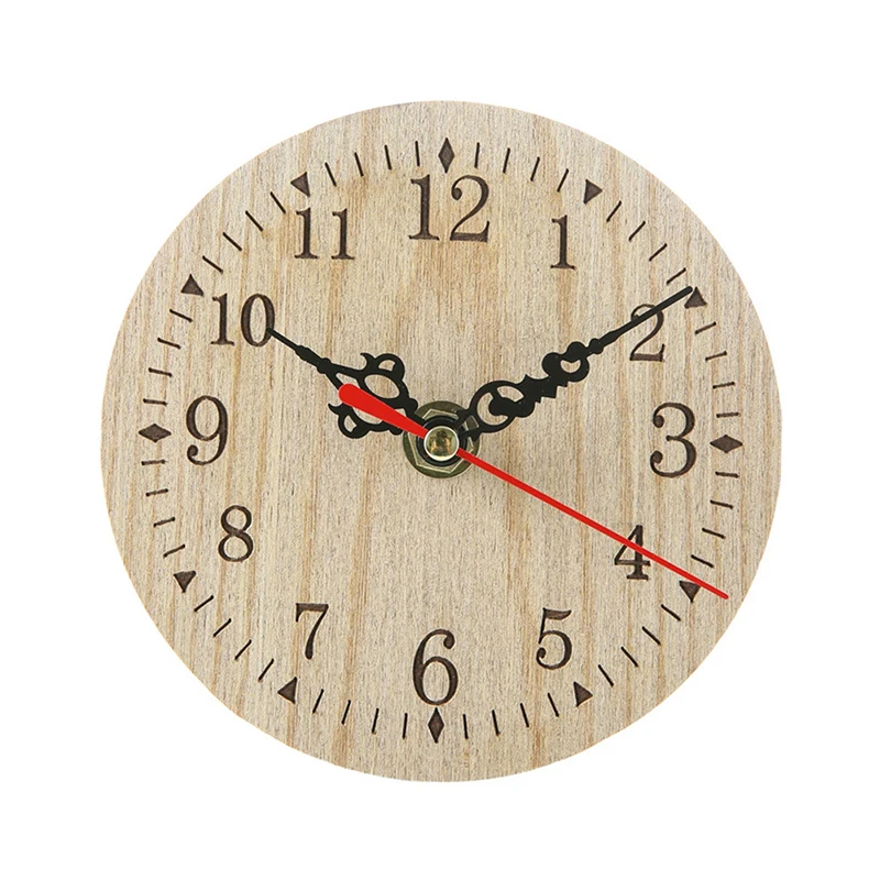 Retro Vintage Style Wooden Round Small Wall Clock Quiet Numerals Quartz Home wall clock