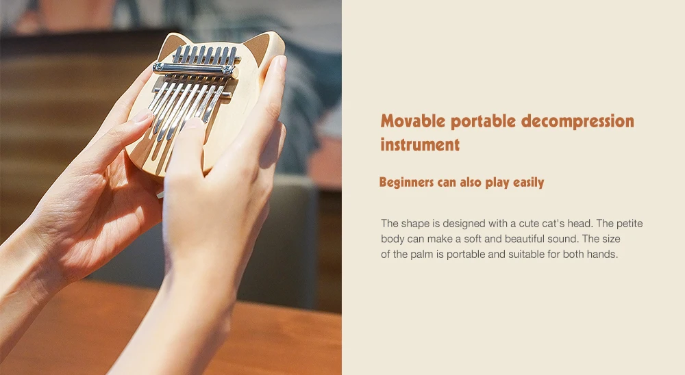 Vvave 8 ключ большого пальца пианино форма кошки калимба березовый материал музыкальный инструмент с обучающей книгой Мелодия молоток
