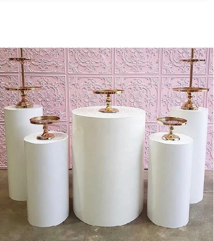 Round 5 Piece Cylinder Pedestal Display Art Decor Plinths Pillars For Diy Wedding Decorations