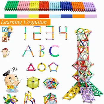 

Hot Sell DIY Magnetic Stick Toy Creative Designer Magnet Constructor Bar Magnetic Block Mathematical Toy Metal Ball for Children