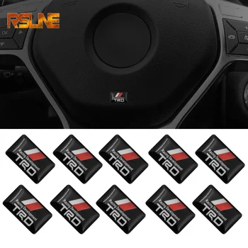 

10/50pcs car styling 3D small emblem Badge sticker steering wheel decal for Toyotas CROWN REIZ TRD Racing LOGO tire accessories