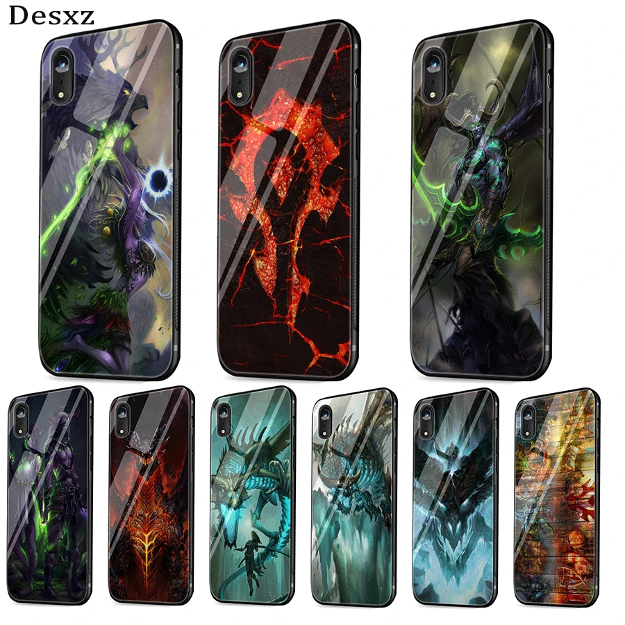 

Mobile Phone Case Glass For iPhone Xr X Xs Max iPhone 7 8 6 6s Plus Cover World Of Warcraft