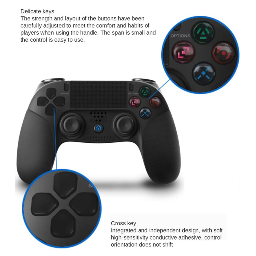 LED Wireless Bluetooth Game Controller Double Shock Console Gamepad Joypad for PS3 PS4 Instant Sharing 600mAh