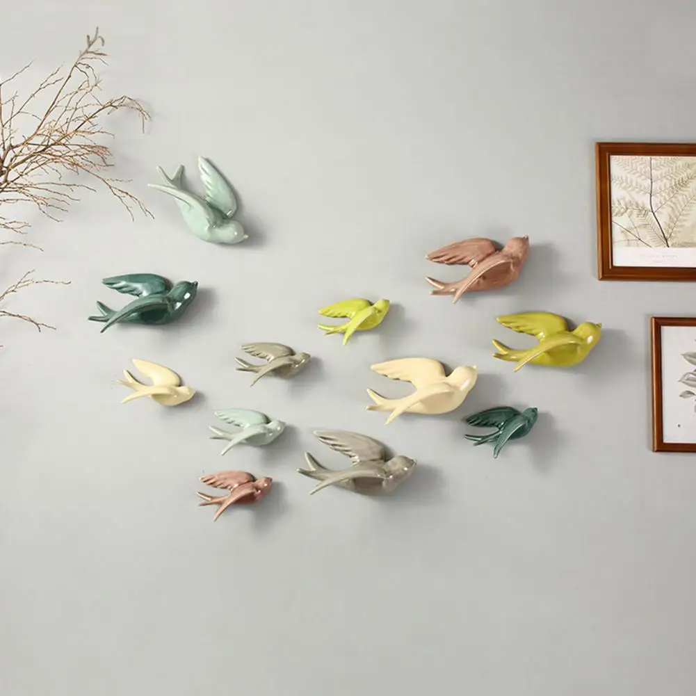 3D Bird Shape Hanging Pendant Ceramic 3D Bird Wall Hanging Pendant Wall Crafts Ornaments DIY Wall Hanging Decoration Home Decor 2