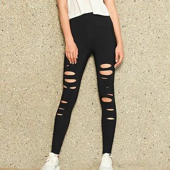 

Women Ripped Pants High Waist Slim Stretchy Sport Fitness Trousers Pants FS99