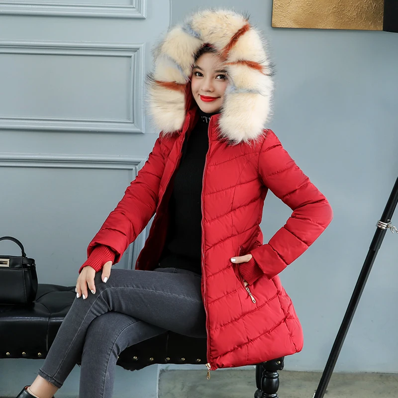 

winter jacket women 2019 women hooded coat fur collar thicken warm long jacket female plus size 3XL outerwear parka ladies