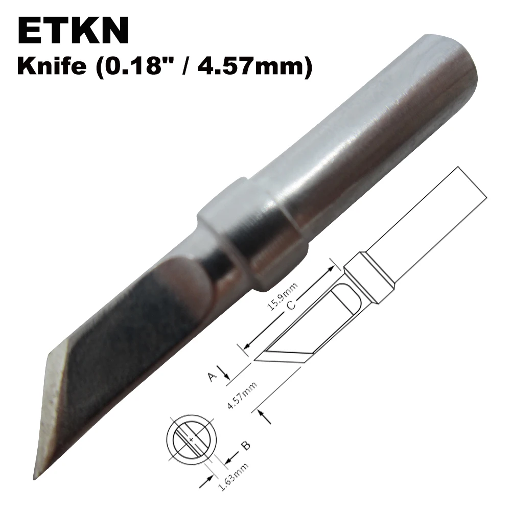 10 Pz Etkn Punta Di Saldatura Coltello 4.57Mm Pollici. Saldatura Ferro Misura Weller Wes51 Wes50 Wesd51 We1010Na We1010Eu Bod51 Bod50 Lr21 Lr20