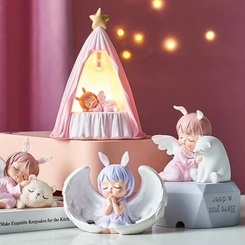 

Resin Angel Baby Figurines Fairy Garden Miniatures Resin Ornaments Girl Statue Home Decoration Room Decor Kids Birthday Gifts