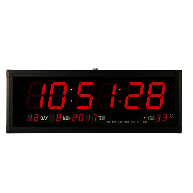 65*23*3cm Large Digital Wall ClockTime Display Table Clock Power-Off Memory Electronic LED Clocks Wall Watch Decor With Plug silver wall clock