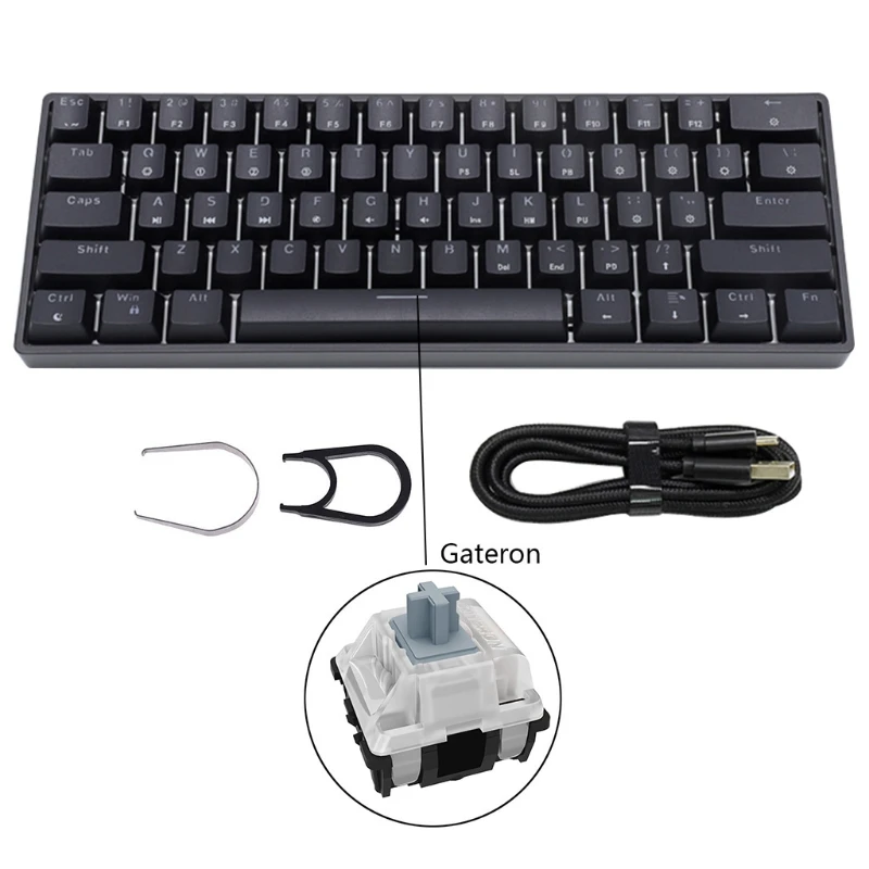 GK61 SK61 61 Key Mechanical Keyboard USB Wired LED Backlit Axis Gaming Mechanical Keyboard Gateron Optical Switches For Desktop 