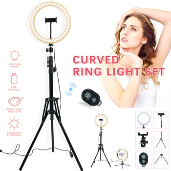 

LED Ring Light Dimmable Selfie Ring Light 10 Inch Photography Lamp with Tripod Phone Holder For Youtube Video Shooting Makeup