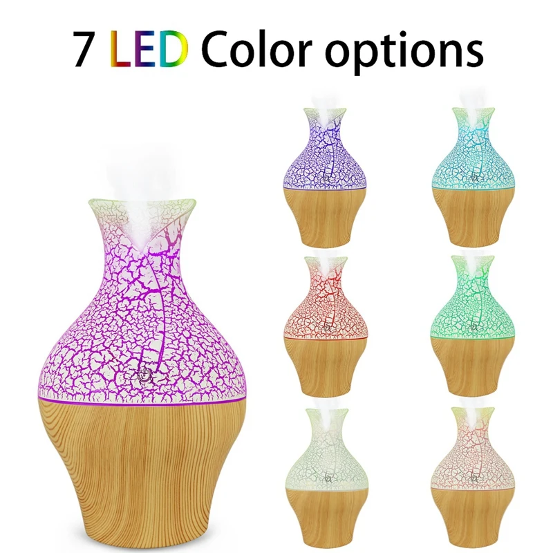 Buy Electric Aroma Essential Oil Diffuser Ultrasonic Air Humidifier With Wood Grain 7 Color Changing Led Lights For Home Office