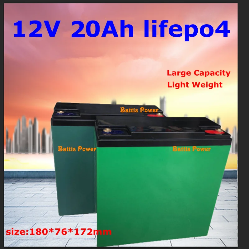 Lifepo4 12v 20Ah перезаряжаемая литиевая батарея с BMS для электрического велосипеда