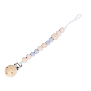 

Baby Pacifier Clip Chain Wooden Beads Dummy Clip Safe Teething Chain Baby Teether Eco-Friendly Pacifier Clips Holder Chain Handm